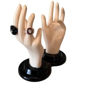 Vintage 1990 E&B Double Mannequin Jewelry Plastic Display Hands On Base